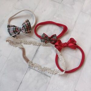 Bundle of Four Christmas Headbands for Baby Girls